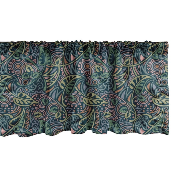 Ambesonne Botanical Window Valance, Vintage Muted Tone Leaves, 54" X 12", Petrol Blue Reseda Green