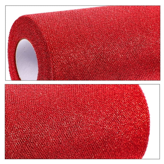 MERRYHAPY Netting Fabric For Crafts Red Gold 6 Inches Wide 25 Yards Long Tulle Decoration For Holiday Decorations 1 Roll