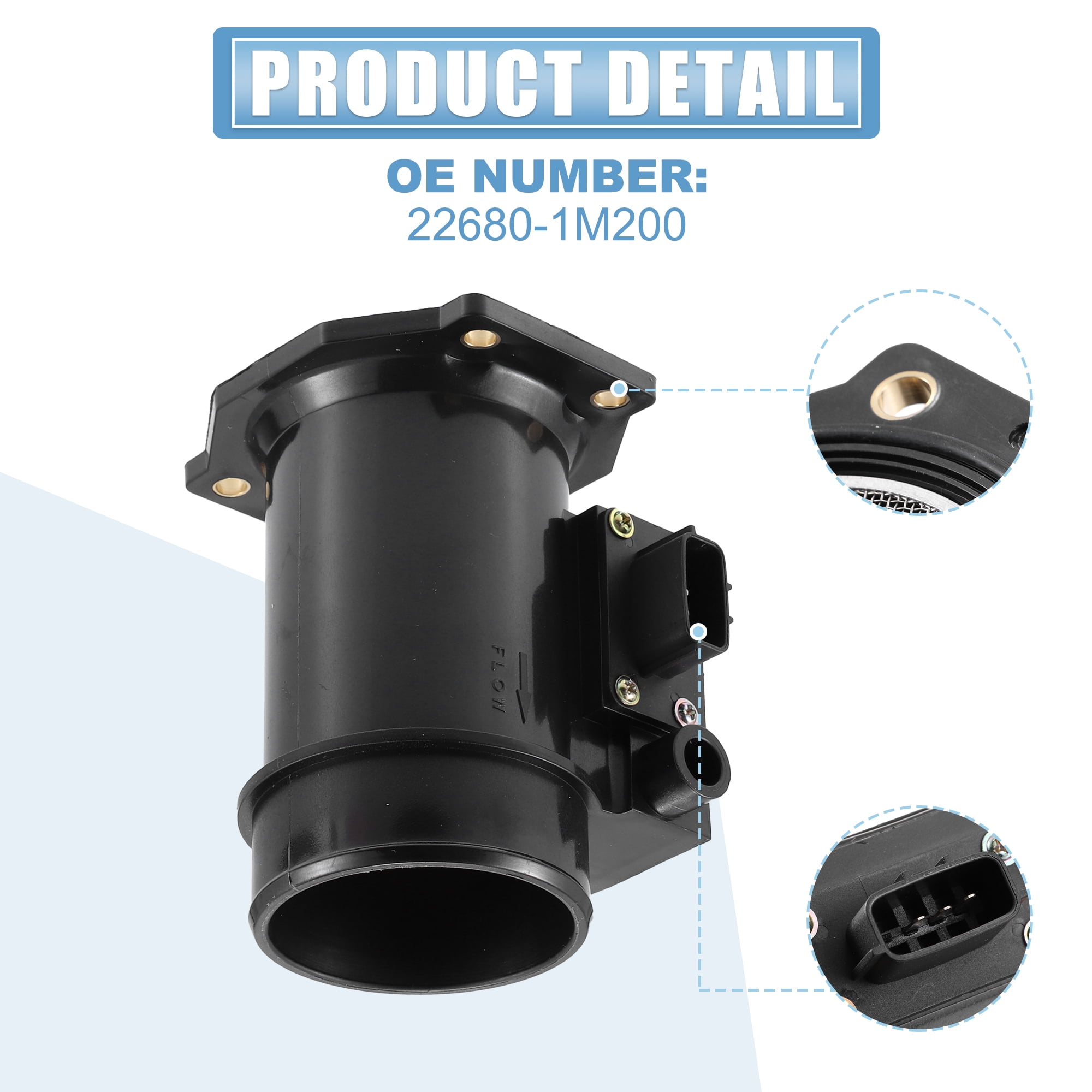 Unique Bargains 22680-1M200 Car Mass Air Flow Sensor Meter MAF Sensor for Nissan 200SX Base SE 1.6L L4 Gas 1995-1998