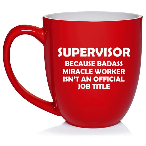 Supervisor Miracle Worker Job Title Funny Gift For Supervisor, Gift For Boss Ceramic Coffee Mug Tea Cup Gift for Her, Him, Friend, Coworker, Wife, Husband (16oz Red)
