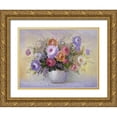 thumbnail image 1 of Gonzales, Pedro 24x19 Gold Ornate Wood Framed with Double Matting Museum Art Print Titled - Flowers in Purple Colors I, 1 of 4