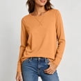 thumbnail image 5 of yillto Tshirts for Womens Long Sleeve Basic Shirts Sofy Stretchy Crew Neck Solid Color Loose Tees, 5 of 7