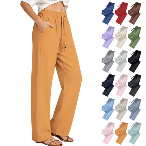 Yertdoel Sweatpants Women Elastic Waist Quick Dry Loose Fit Drawstring Straight Leg Athletic Joggers Outdoor Lightweight Breathable Casual Cozy Workout Pants with Pockets