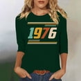 thumbnail image 2 of Women's Crew Neck T Shirts 3/4 Length Sleeve 1976 Graphic Print Pullover Tops Casual Vintage Comfy Tees (XL, Green), 2 of 4