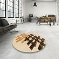 thumbnail image 4 of Ahgly Company Machine Washable Indoor Round Transitional Light Brown Area Rugs, 6' Round, 4 of 7