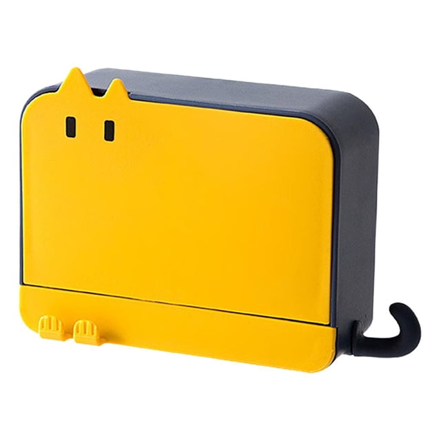 Estante de baño adhesivo Estante de almacenamiento montado en pared sin , Caja de jabón montada en pared, Soporte de jabón con cubierta, ojo amarillo azul abierto Baoblaze jabonera autodrenante