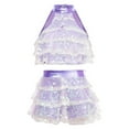 thumbnail image 2 of YONGHS Kids Girls Hip Hop Dancewear Shiny Sequins Halter Neck Crop Top with Skirt Set Pink 13-14, 2 of 7