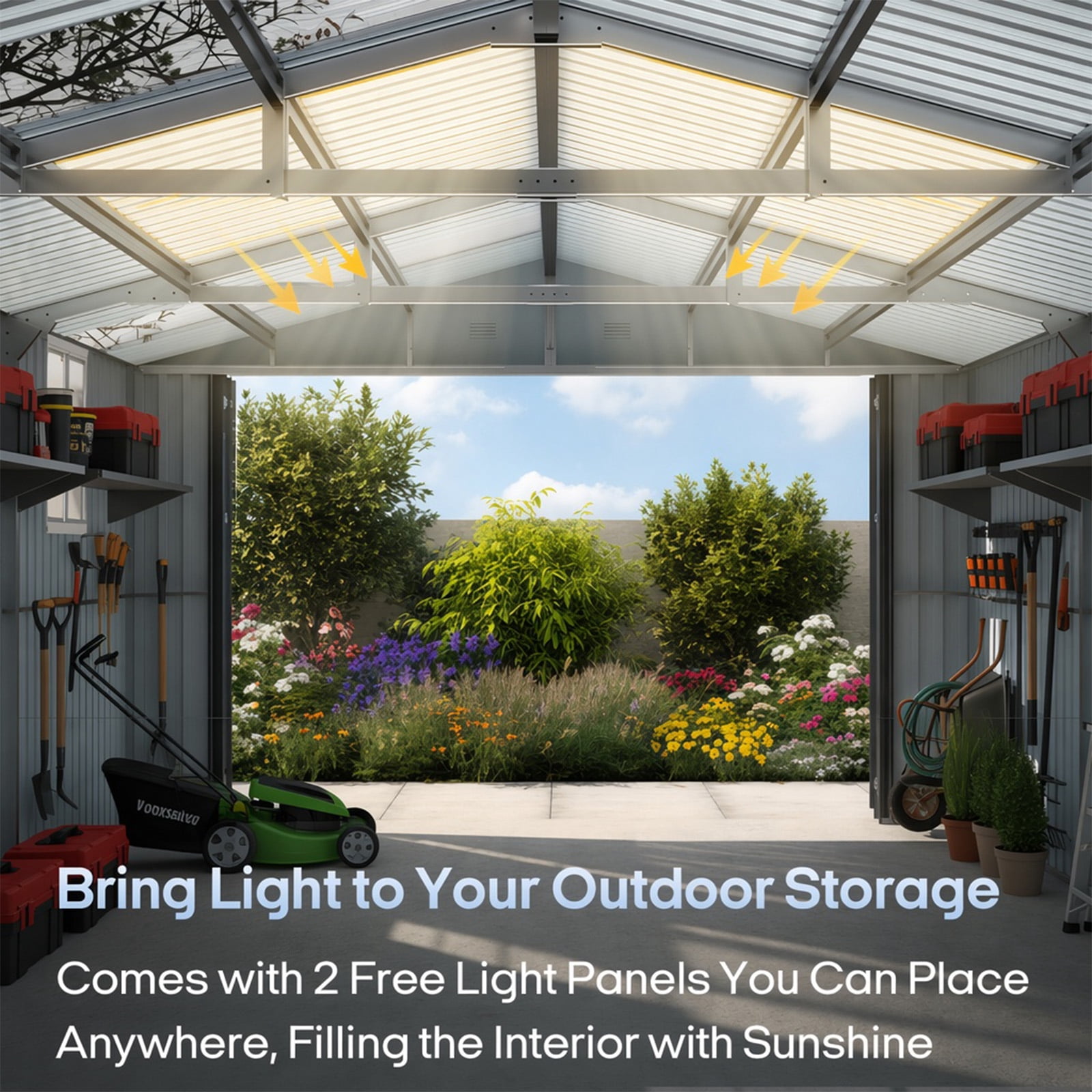 Zolyndo Metal Garage Shed 13x20 FT, Sheds & Outdoor Storage Clearance, Outdoor Storage Shed for Car, Truck, Bike, Lawnmower, Backyard Tool House, Boasting 2 Windows and 2 Translucent Panels