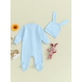 thumbnail image 4 of Bagilaanoe Newborn Easter Outfits Baby Girl Boys Footed Jumpsuit + Hat Long Sleeve Bodysuit 3M 6M 12M 18M Infant Spring One Piece Romper, 4 of 9