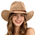 thumbnail image 3 of Western Cowboy Hat for Men Women Wide Curved Brim with Adjustable Strap Lightweight Cowboy Hat Cowgirl Hat Sun Hat for Outdoor Travel Party, 3 of 3