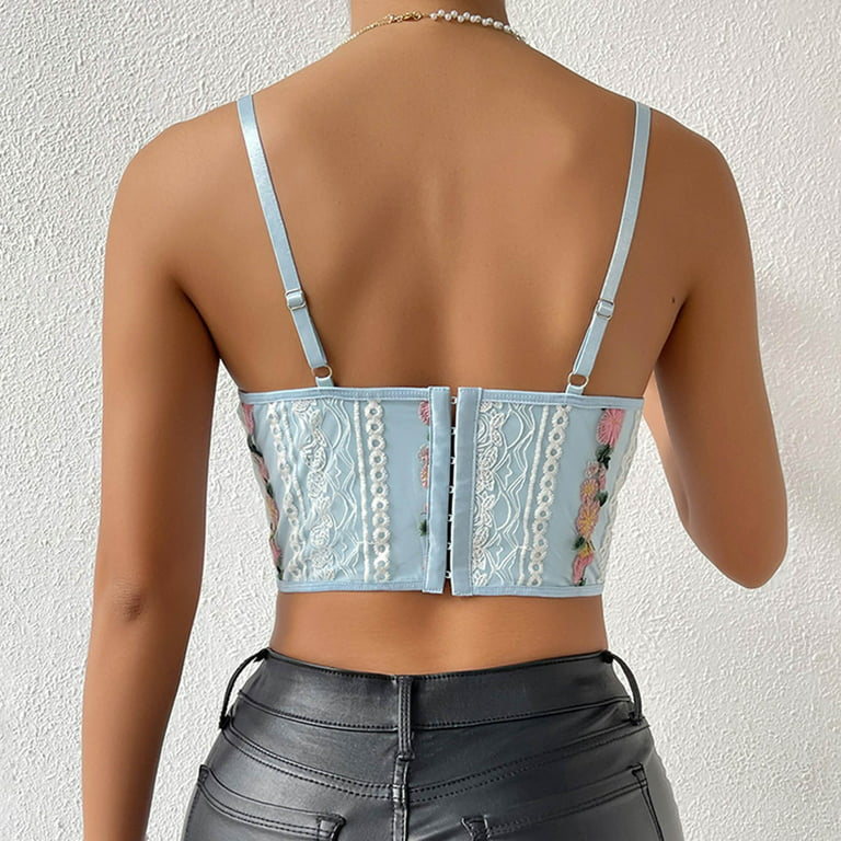 RYRJJ On Clearance Lace Corset Crop Top V Neck Elastic Straps for Party  Streetwear Going Out Clubwear Corset Tops for Women Bustier(01#Black,S)