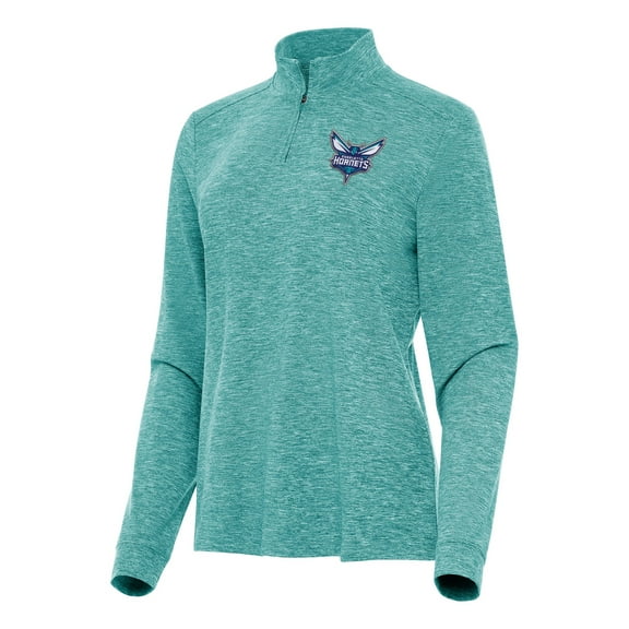 Women's Antigua Heather Aqua Charlotte Hornets Mentor Quarter-Zip Mock Long Sleeve Top