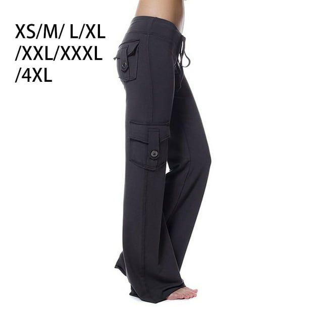 Jumpingount Pantalones de Yoga para mujer, pantalones con cordón, pantalones deportivos de pierna ancha de poliéster elástico, pantalones de chándal de Prendas para la parte inferior del cuerpo S Jumpingount AP012113-02