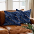 thumbnail image 3 of Abstract Marble Texture Throw Pillow Cover Deep Blue Gold Wave Art Cotton Linen Cushion Cover Throw Pillow Case with Invisible Zipper for Couch Sofa Bed Chair Car 26x26 Inch, 3 of 14