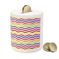 thumbnail image 3 of Chevron Piggy Bank, Chevron Pattern Colorful Rainbow Inspired Fun Enjoyment Design, Ceramic Coin Bank Money Box for Cash Saving, 3.6" X 3.2", Multicolor, by Ambesonne, 3 of 4