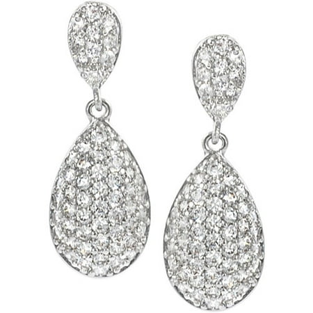 Brinley Co. Pave-set Cz Silvertone Drop