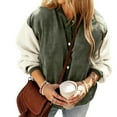 thumbnail image 2 of Xdegoge Corduroy Jacket Women Button Up Crewnceck Jackets Fleeced Patchwork Coat Fashion Fall Winter Outdoor Warm Outerwear with Pockets, 2 of 10