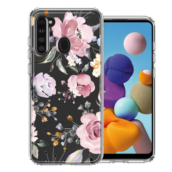 MUNDAZE Case For Samsung Galaxy A21 Soft Pastel Spring Floral Flowers Blush Lavender Phone Cover
