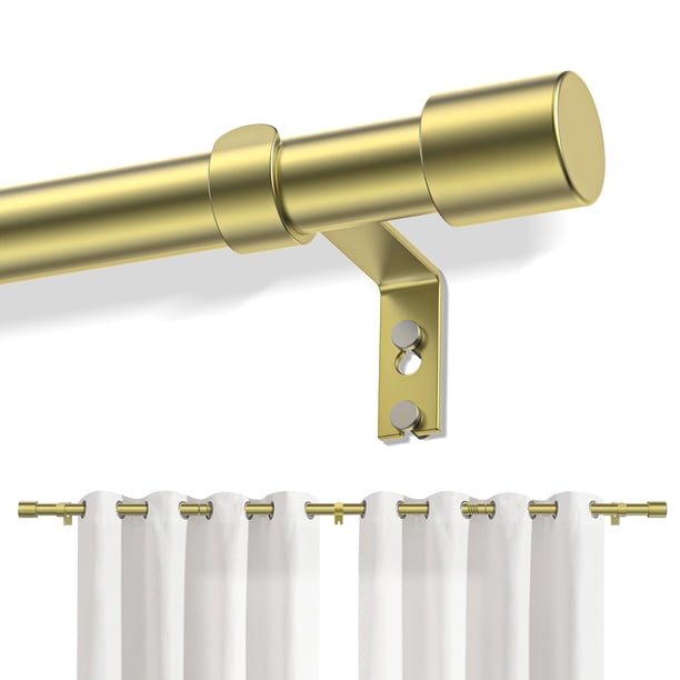 Barras de cortina doradas para ventanas de 48–144", barra ajustable con finials metálicos, barra resistente de 1" de diámetro para decoración moderna en recámara, cocina y sala de estar