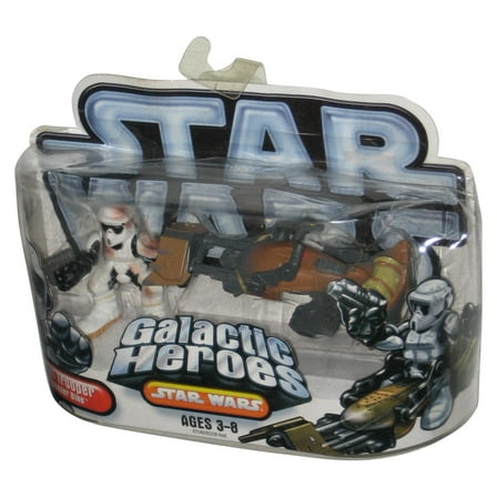 Star Wars Galactic Heroes (2006) Hasbro Scout Trooper & Speeder Bike Figure Set - (Dented Plastic)
