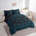 thumbnail image 2 of Manfei Blue Spider Web 7pcs Queen Bedding,Halloween Themed Pattern Bedding Comforter Set Queen,Black Reversible, 2 of 7