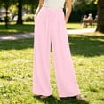 thumbnail image 2 of Womens Polka Dot Pants High Waist Pleated Wide Leg Summer Casual Flowy Lounge Trousers with Pockets for Travel,Pink,M, 2 of 6