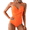 Orange, variant on LYMAYTER Women One-Piece Swimsuit V Neck Shirred Swimwear Tummy Control Halter Bathing Suits Monokini S-2XL