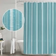 thumbnail image 3 of Small Stall Shower Curtain 48x72 Inch Narrow Half Size Teal Stripes Bath Curtains Bathroom Decor, Farmhouse Vertical Striped Vintage Waterproof Fabric Shower Curtain Set with Hooks 48 Inch, 3 of 5