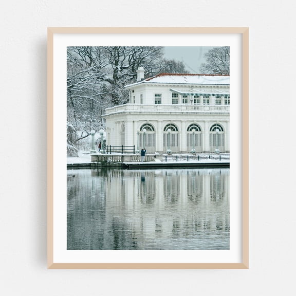 Prospect Park Boathouse, Brooklyn - Brooklyn New York Photography Oak Framed Wall Art Print 24 x 30 inches