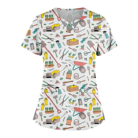 

Bazyrey Womens Short Sleeve Tops Female Crew Neck Polka Dot Blouse Fashion Plus Size Cute Scrub Shirts Orange 2XL