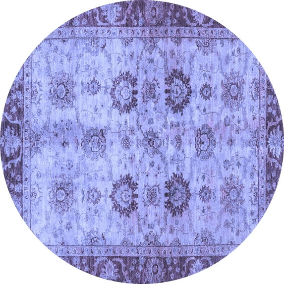 Ahgly Company Indoor Round Oriental Blue Traditional Area Rugs, 6' Round
