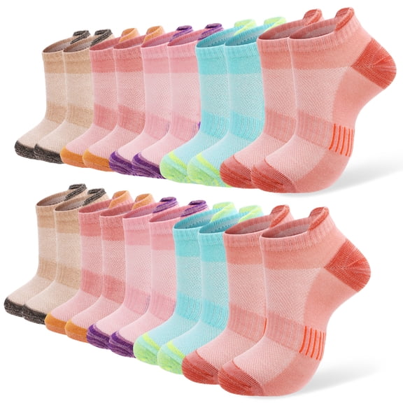 Bocaoying 10 Pairs Low Cut Ankle Sock, Cushioned Running Socks Color‑Blocked, Non Slip No Show Socks, Breathable Sport Socks, Comfortable Liner Athletic Socks
