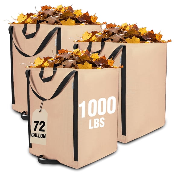Bolsas reutilizables para basura de jardín WORKPRO, 72 galones, color canela claro, paquete de 3