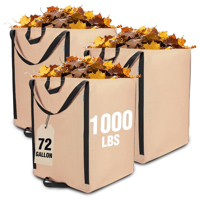 Bolsas reutilizables para basura de jardín WORKPRO, 72 galones, color canela claro, paquete de 3
