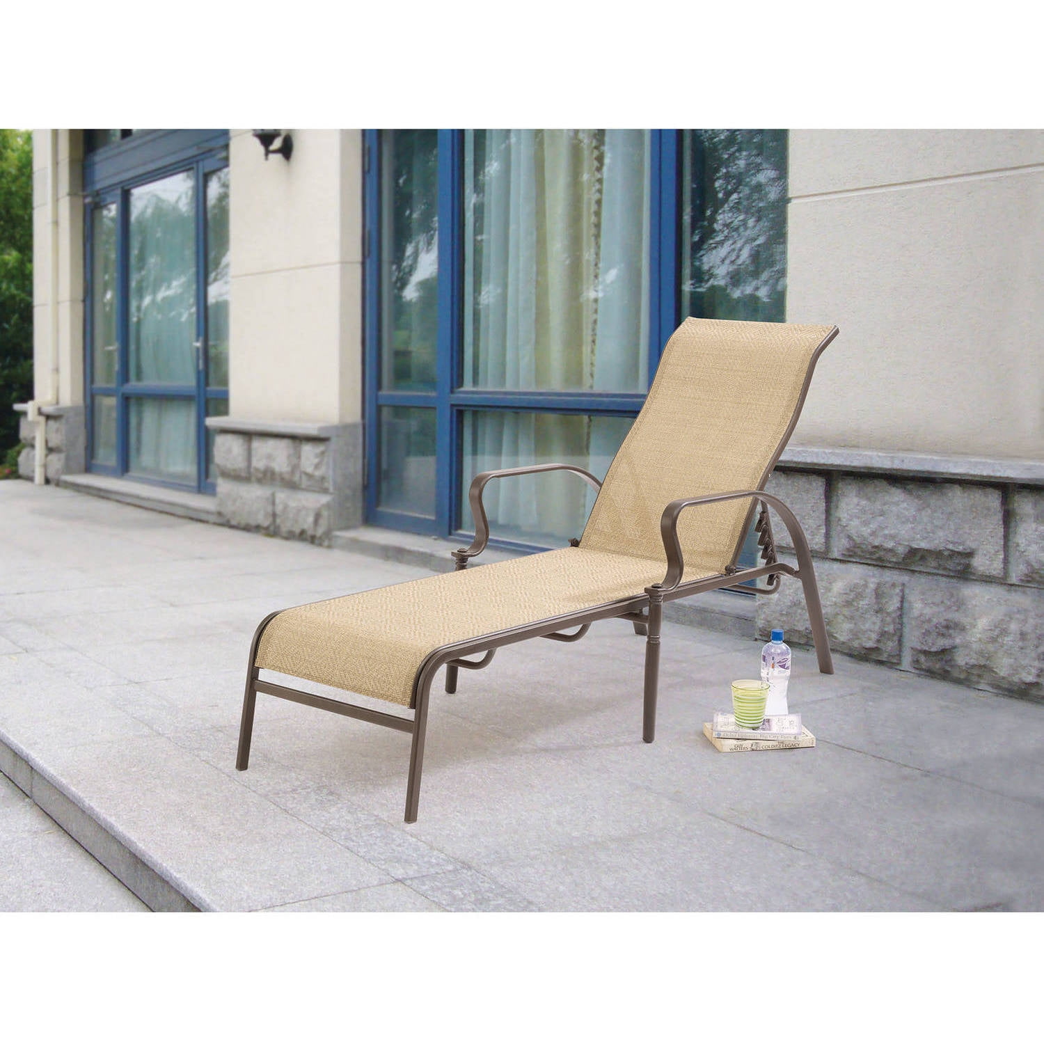 Mainstays Wesley Creek Sling Chaise Lounge Tan
