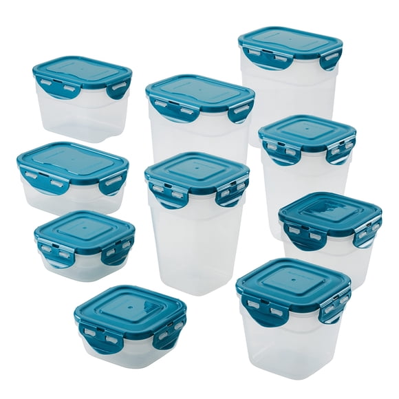 Juego de recipientes de almacenamiento de alimentos Rachael Ray, 20 piezas, transparente/verde azulado