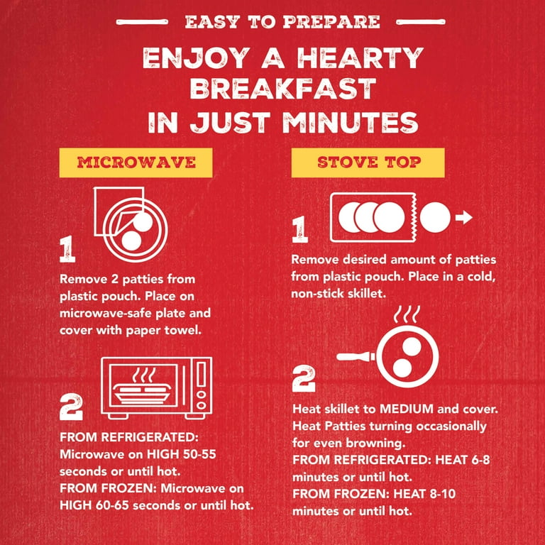 Jimmy Dean Heat 'N Serve Original Pork Breakfast Sausage Patties, 26 Count (Frozen)