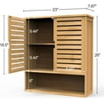 thumbnail image 4 of Bathroom Wall Cabinet, Bamboo Storage Cabinet Wall Mounted, Wall Hanging Cabinet with 2 Doors & 3 Tier Shelves, 4 of 8