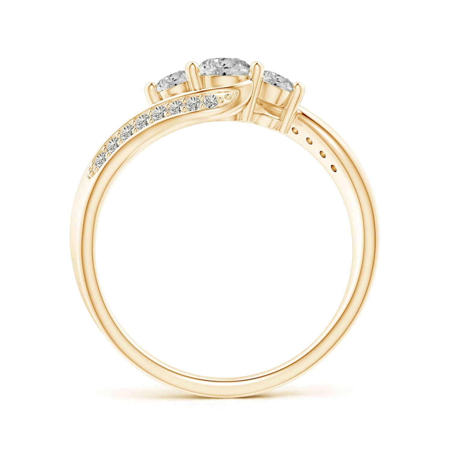 Angara Natural Diamond Three Stone Engagement Ring for Women in 14K Yellow Gold - April Birthstone Jewelry | Round Diamond Ring (Ring Size - 3)