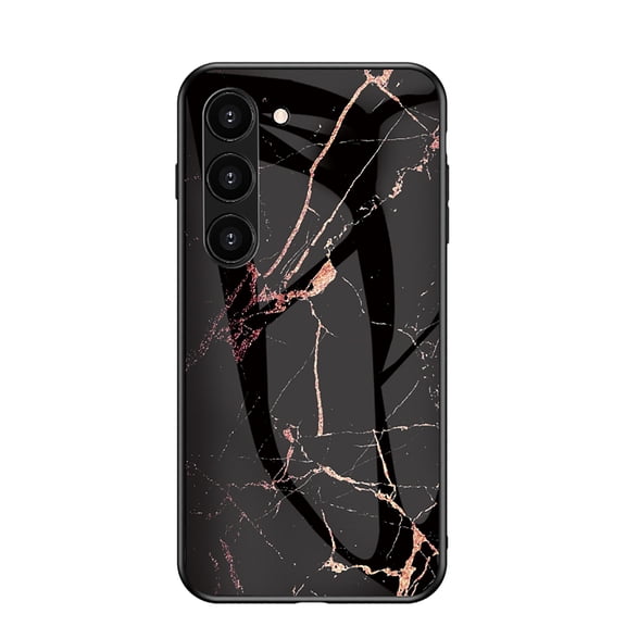 Allytech Galaxy S25 Case Marble, Tempered Glass Back Cover Slim Fit Shockproof Anti-Scratch Lightweight Shockproof Phone Case for Samsung Galaxy S25 - Black Gold