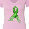 thumbnail image 4 of Inktastic Mental Health Awareness Ribbon with Green Hearts Women's V-Neck T-Shirt, 4 of 5