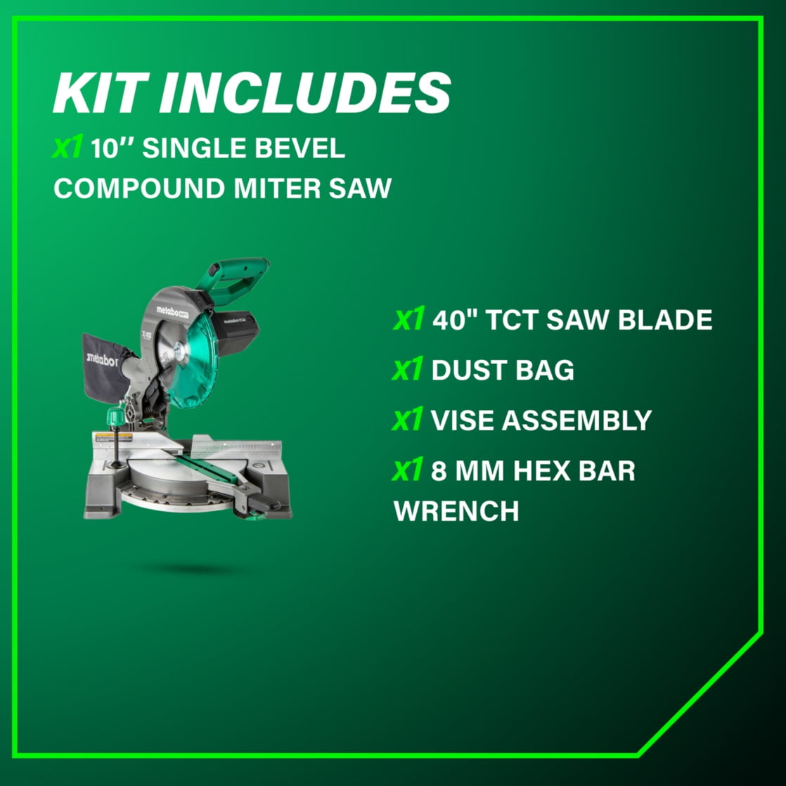 Metabo HPT 10-In Single Bevel Compound Miter Saw, C10FCG2