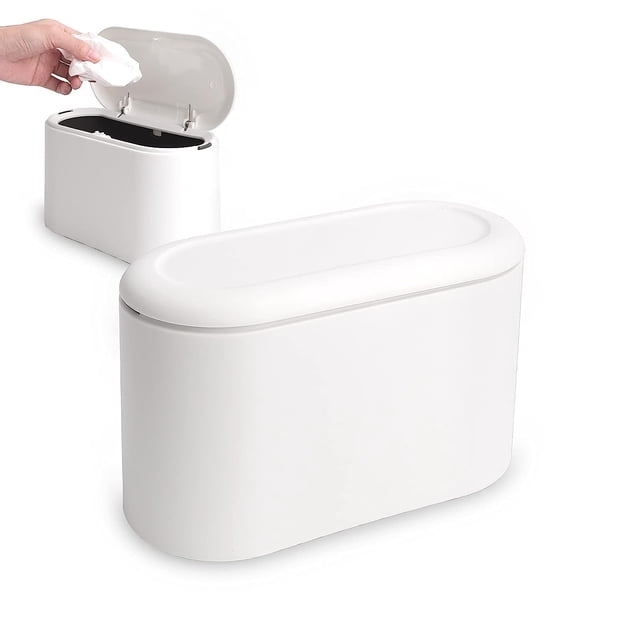 1 pieza de bote de basura para escritorio blanco, bote de basura tipo prensa, mini bote de basura de doble capa para el hogar, contenedor de almacenamiento para mesa de dormitorio JM