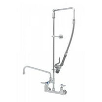 T&S Brass - 8'' Wall Mount Pre-Rinse, B-0107-C Spray Valve, Add-on Faucet & 12'' Swing Nozzle