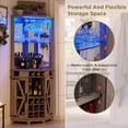 thumbnail image 6 of OKD Farmhouse Corner Bar Cabinet with Glass Holder, 72” Tall Wine Bar with LED Light & Adjustable Shelf for Living Room and Dining Room, Light Rustic Oak, 6 of 8