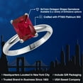 thumbnail image 2 of Gem Stone King PLAT-900 Platinum Red Created Ruby Engagement Ring for Women | 2.80 Cttw | Emerald Cut 9X7MM | Gemstone July Birthstone | Size 5, 2 of 6