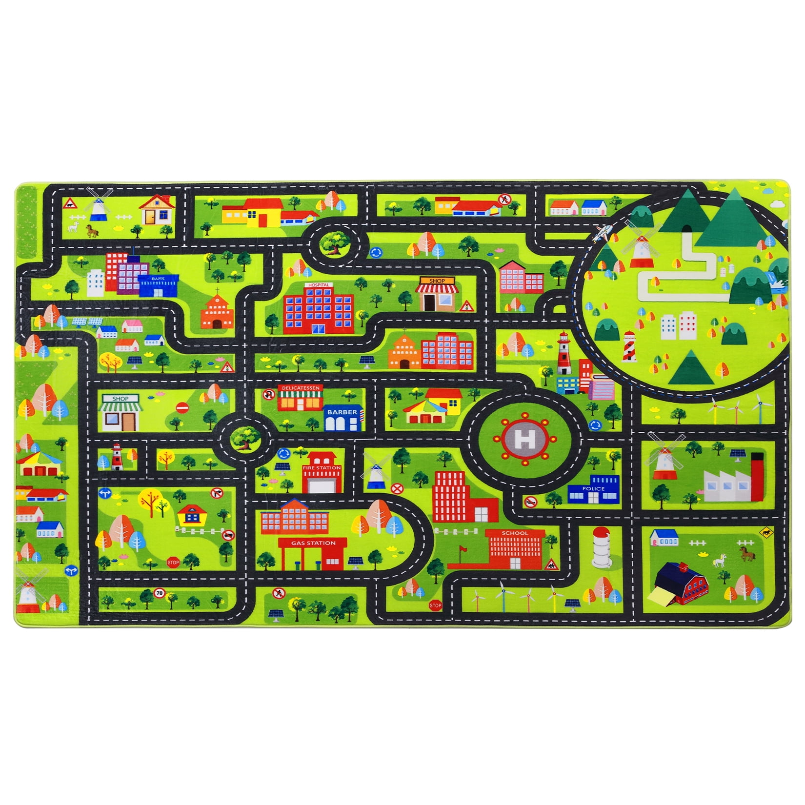 ChaoLink Kids Rug for Playroom Non Slip Kids Playmat Car Rug Road and Traffic Carpet Super Soft Thick Road Traffic Play Mat for Nursery Bedroom Boys Room ClassroomC