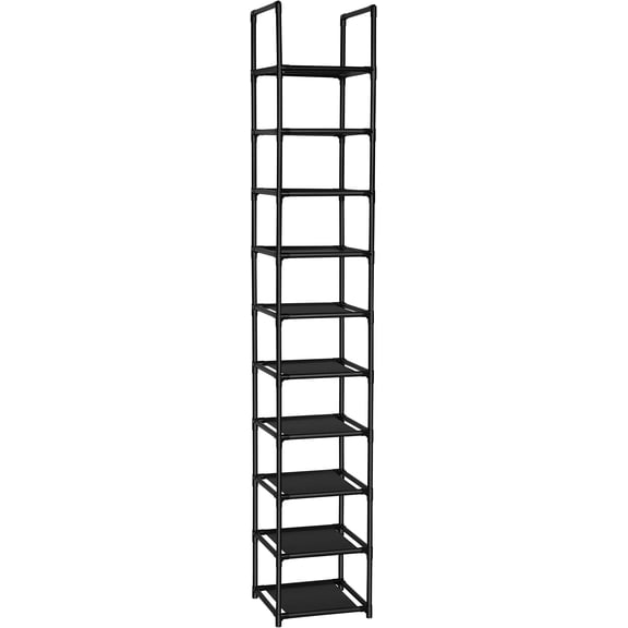 10 Tiers Shoe Rack Space Saving Vertical Single Pairs Sturdy Shoe Shelf Storage Organizer