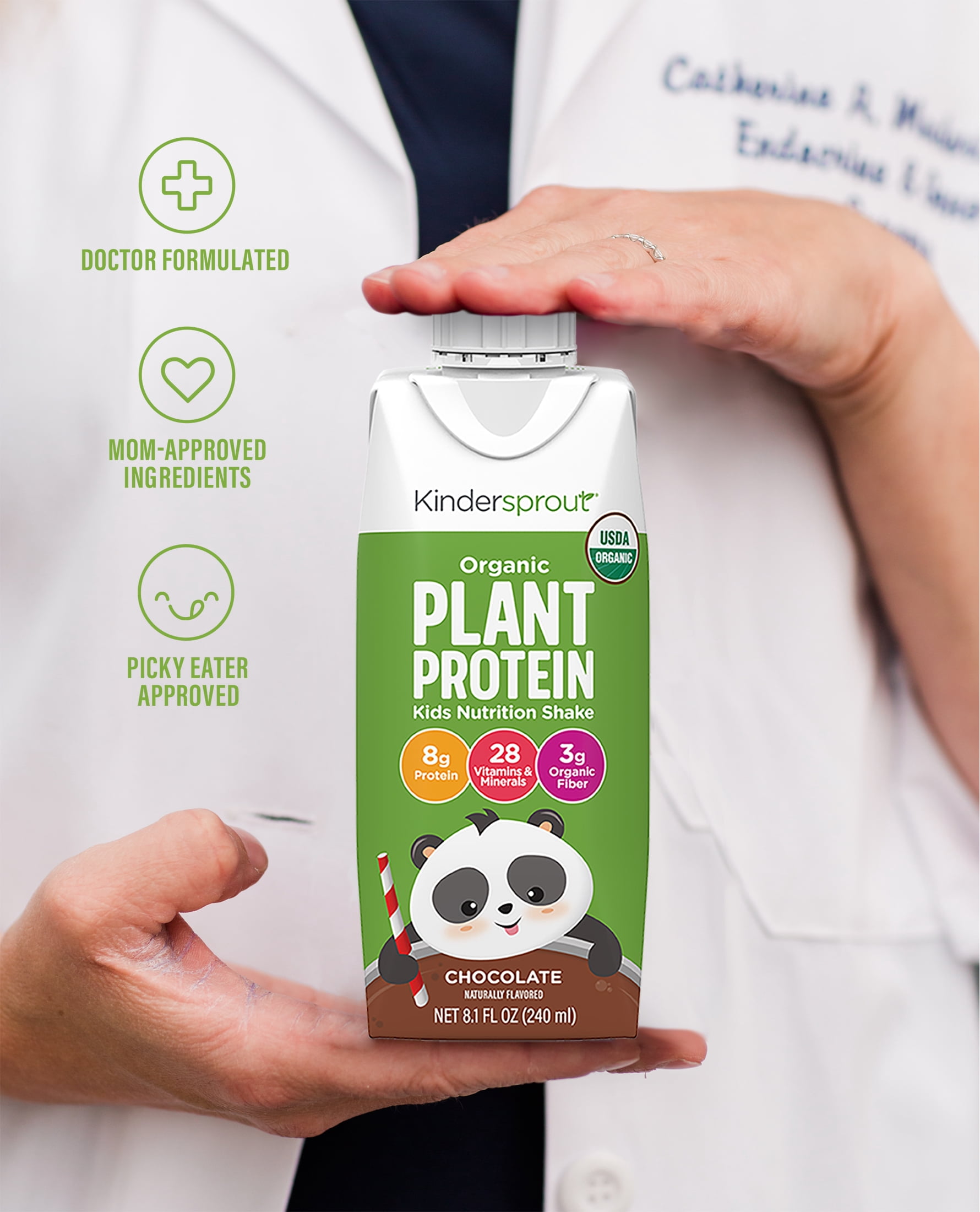 KinderSprout Organic Plant Based Kids Protein Nutrition Shake, Chocolate, 6pk