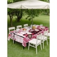 thumbnail image 3 of Outdoor Tablecloth with Umbrella Hole and Zipper, Valentine's Day Rectangle Table Cloth 54x80 Inch Waterproof Tablecloth, Romantic Love Tree Truck Roses Pink Plaid Picnic Table Cover for Patio, 3 of 7